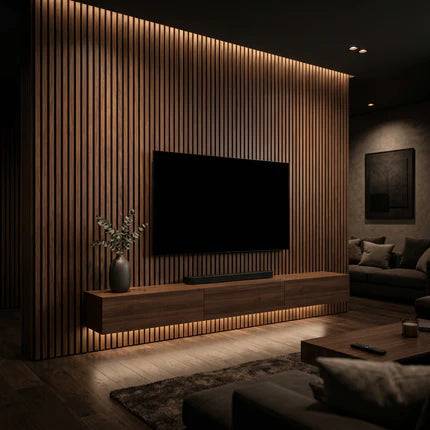 SlatHaus Signature Walnut Acoustic Wall Panel 270 × 110 cm